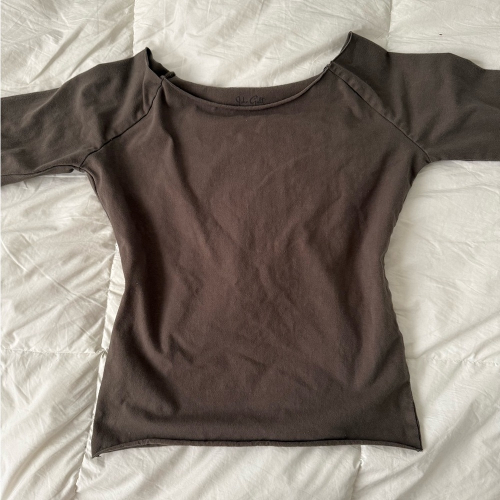 Army green off the shoulder top